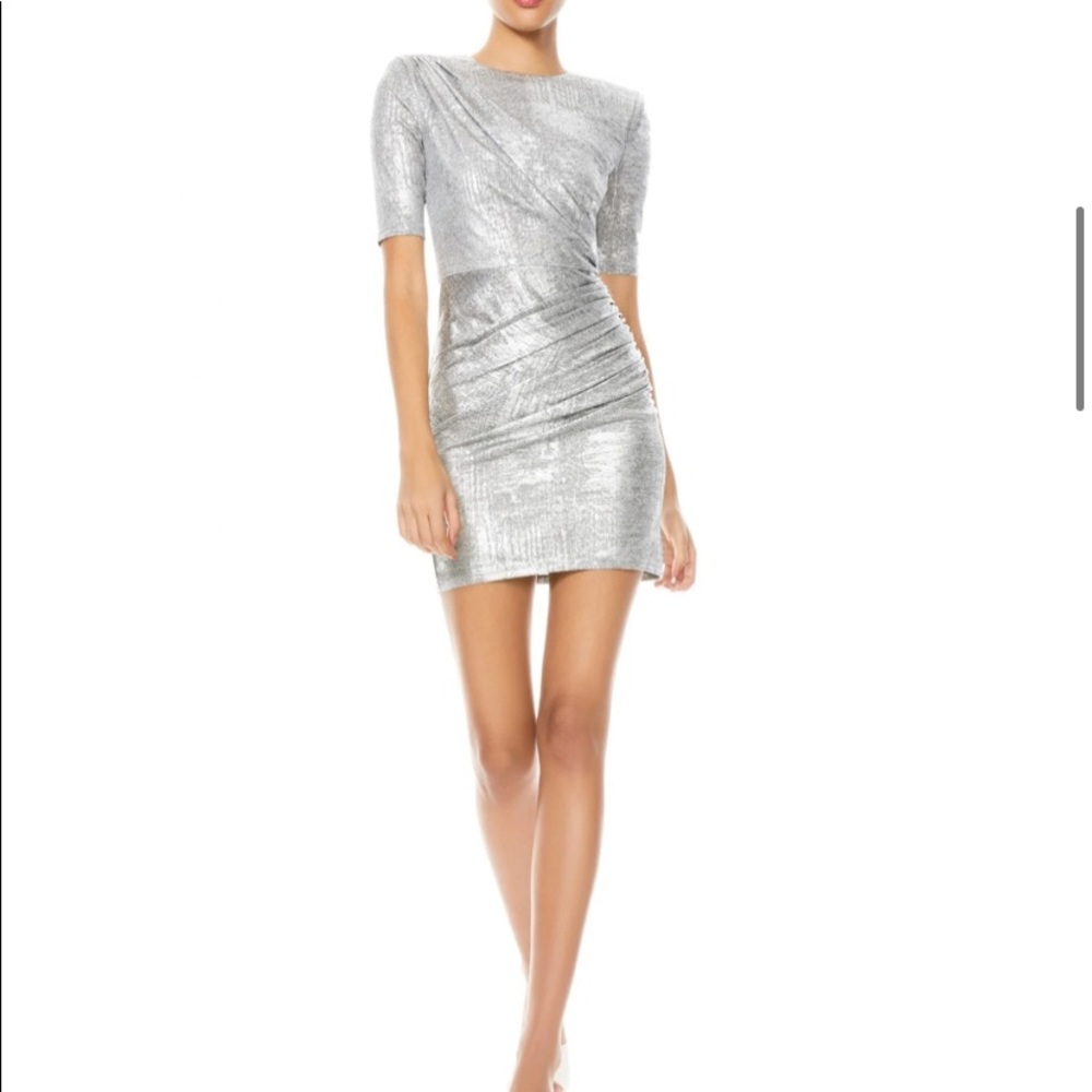 Alice + Olivia Silver Sequin Mini Dress